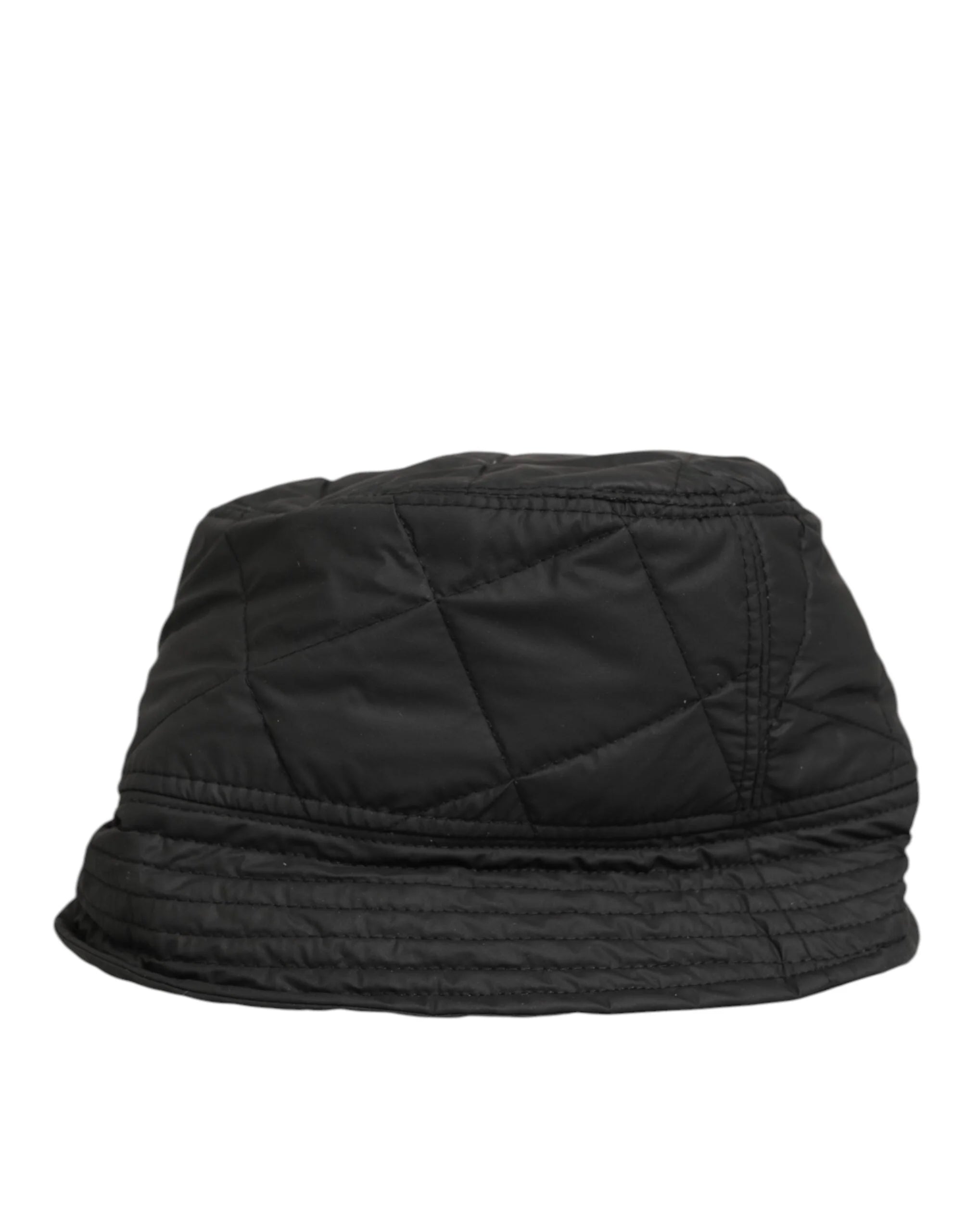 Dolce & Gabbana Black Nylon Quilted Bucket Men Capello Hat - 57 cm|S - Bucket Hats