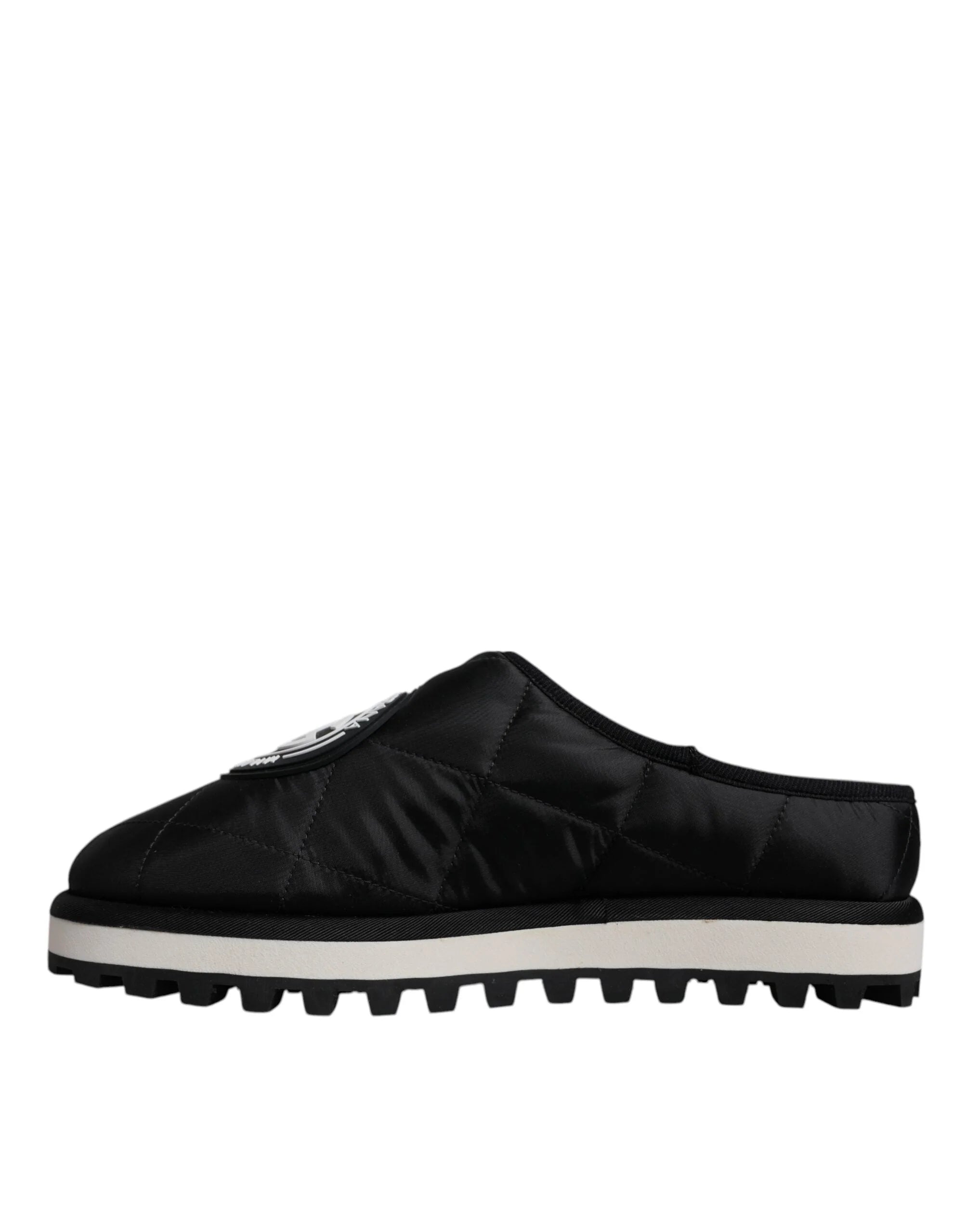 Dolce & Gabbana Black Nylon Quilted Logo Patch Sandals Slides Shoes - EU44/US11 - Sandals