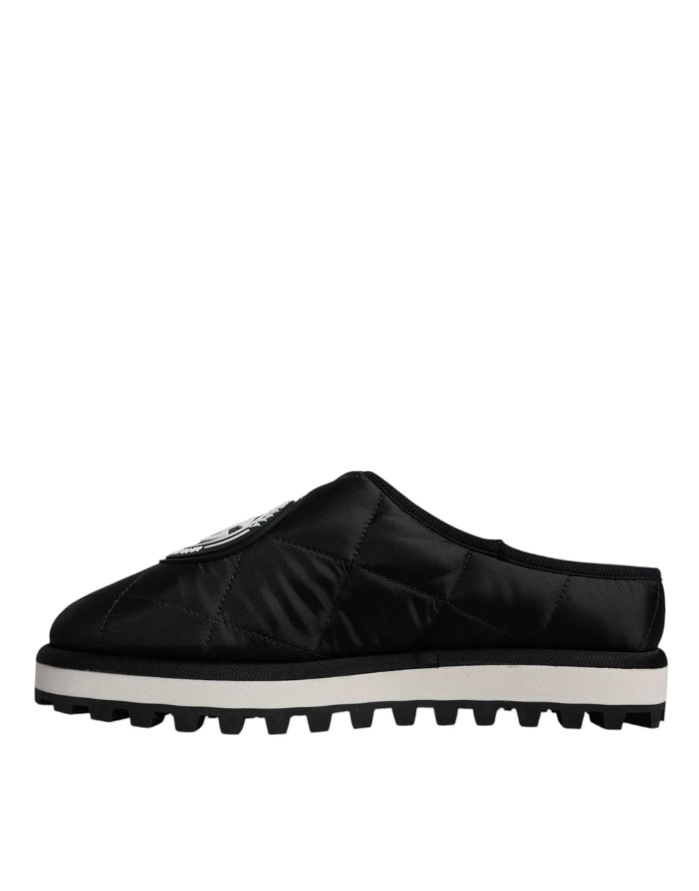 Dolce & Gabbana Black Nylon Quilted Logo Patch Sandals Slides Shoes - EU44/US11 - Sandals