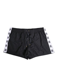 Dolce & Gabbana Black Nylon Side Logo Tape Shorts Swimwear - IT7 | XL - Swim Boxers