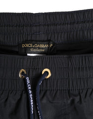 Dolce & Gabbana Black Nylon Side Logo Tape Shorts Swimwear - IT7 | XL - Swim Boxers