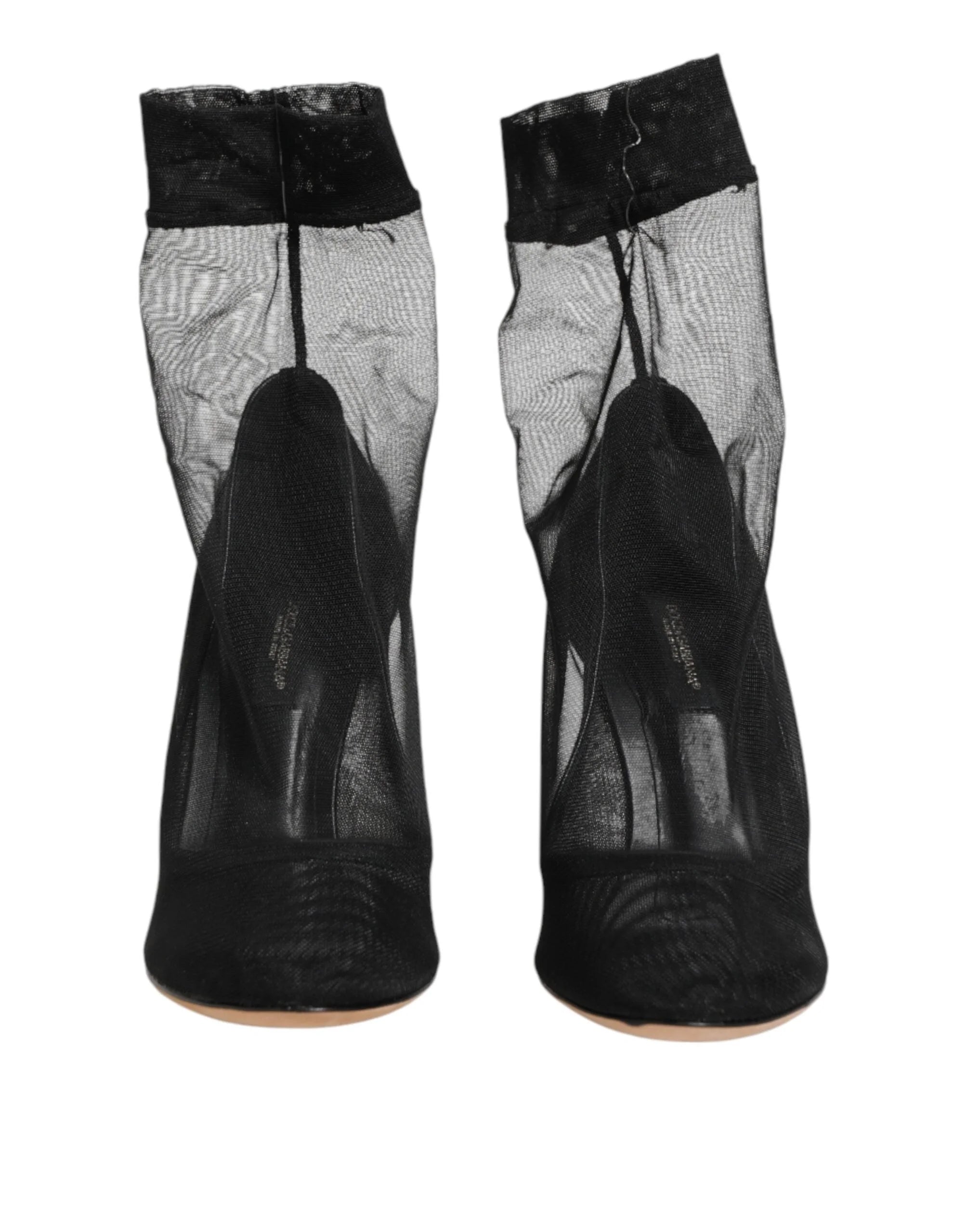 Dolce & Gabbana Black Nylon Stretch Mesh Sock Boots Shoes - EU36/US5.5