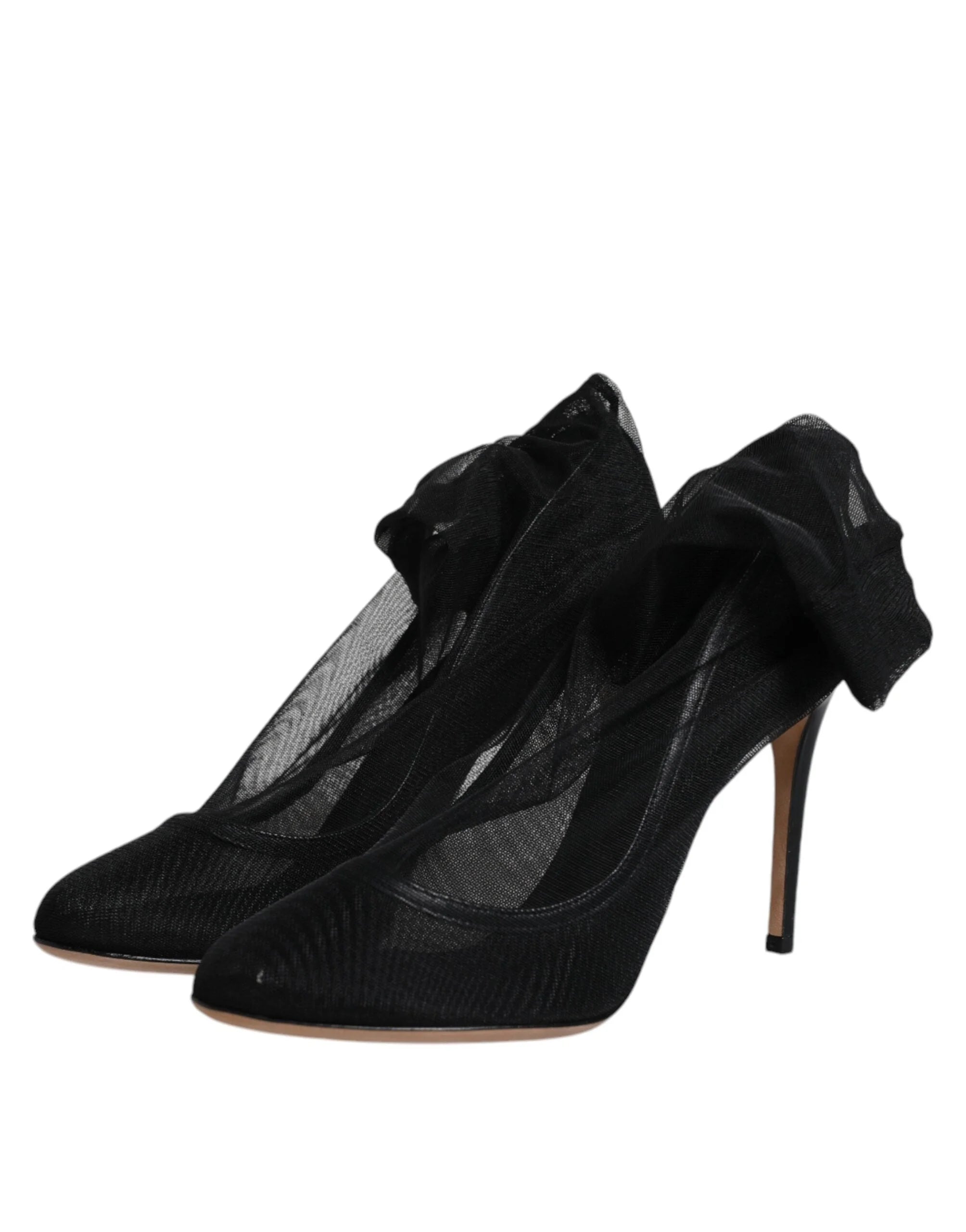 Dolce & Gabbana Black Nylon Stretch Mesh Sock Boots Shoes - EU37/US7 - Boots