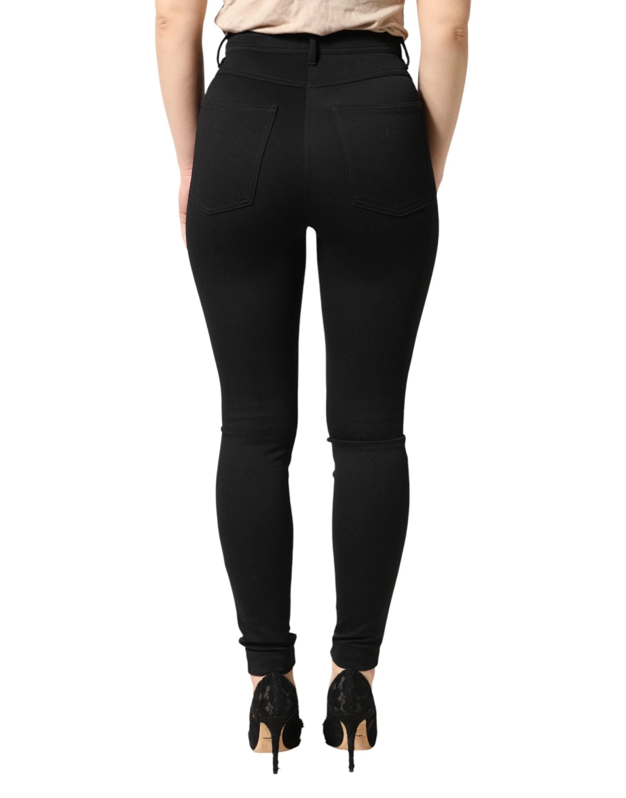 Dolce & Gabbana Black Nylon Stretch Skinny High Waist Pants - IT38 | XS