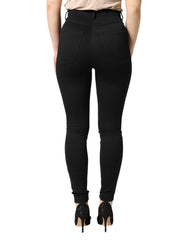 Dolce & Gabbana Black Nylon Stretch Skinny High Waist Pants - IT38 | XS