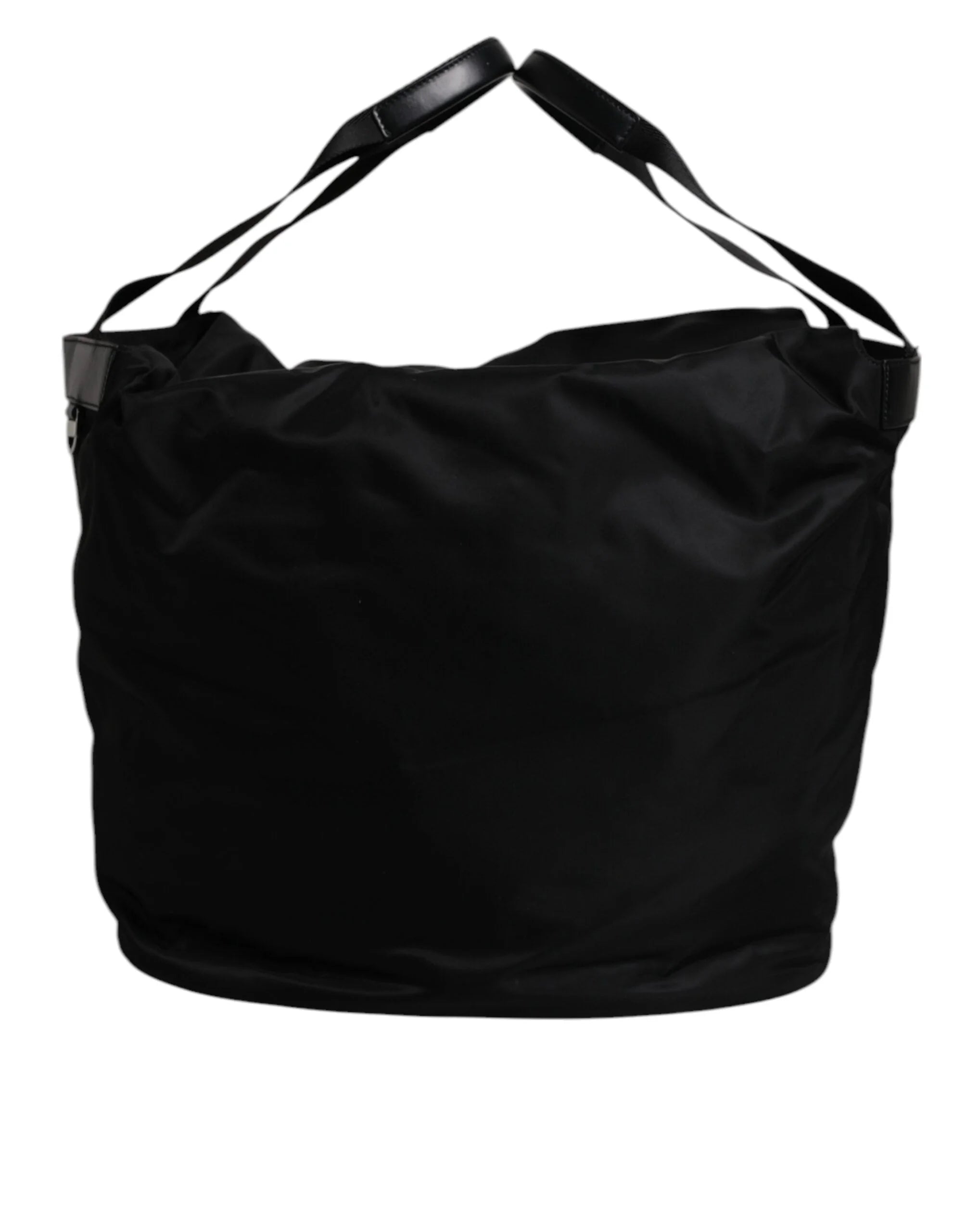 Dolce & Gabbana Black Nylon White Iconic Logo Shoulder Bucket Bag - Bucket Bags