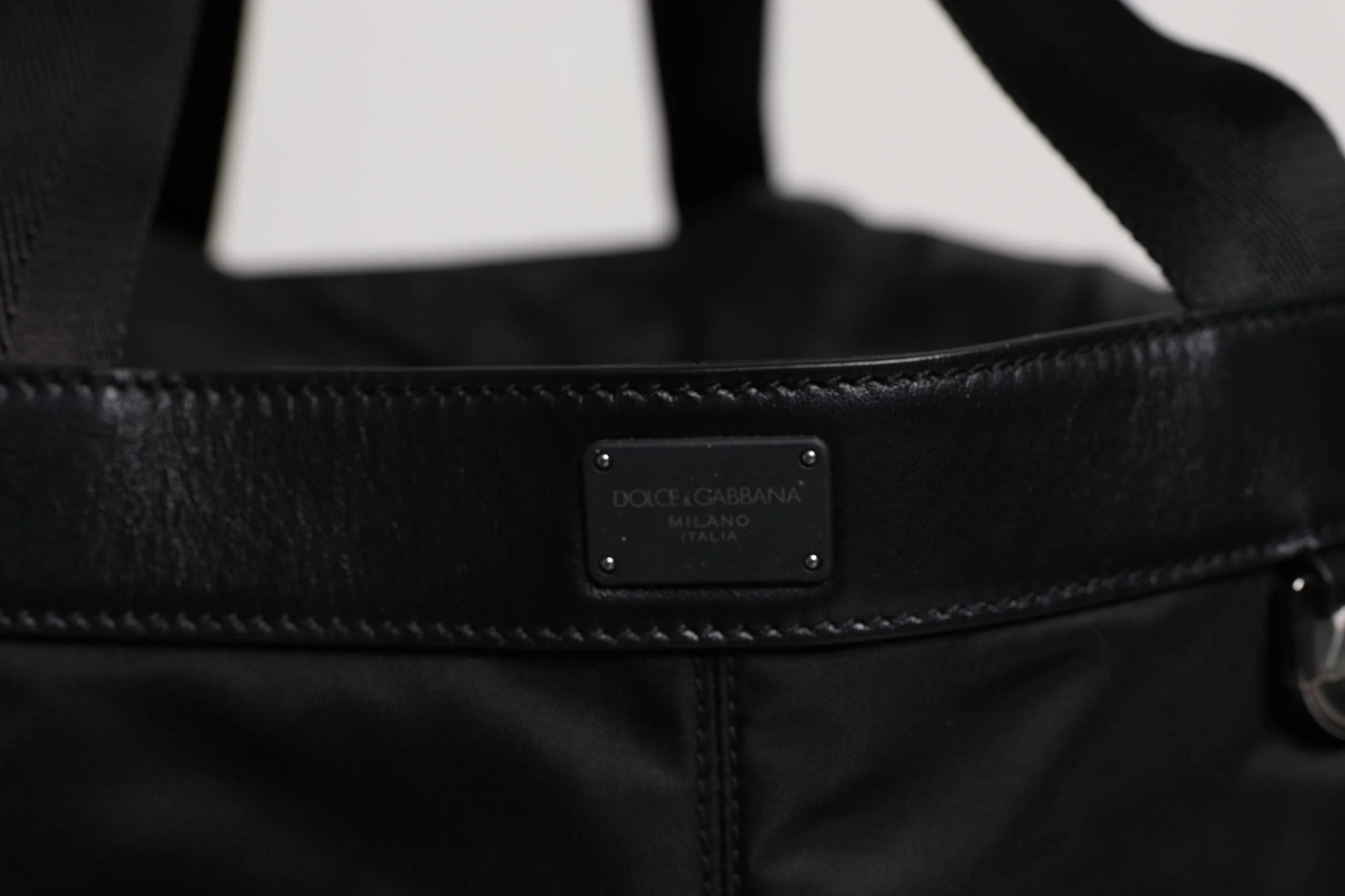 Dolce & Gabbana Black Nylon White Iconic Logo Shoulder Bucket Bag - Bucket Bags