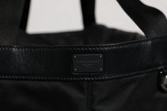 Dolce & Gabbana Black Nylon White Iconic Logo Shoulder Bucket Bag - Bucket Bags