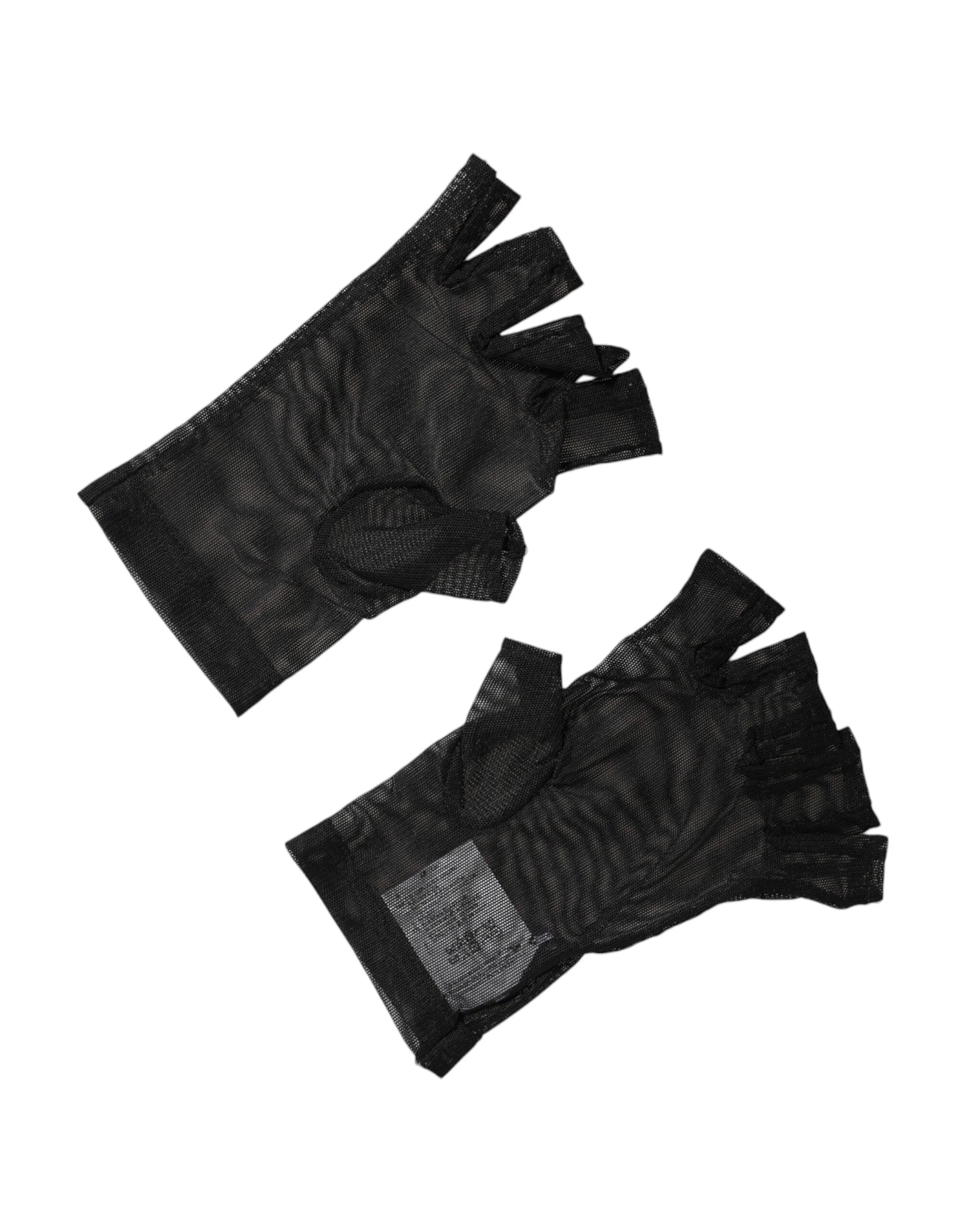 Dolce & Gabbana Black Nylon Wrist Length Fingerless Mitten Gloves - S/M