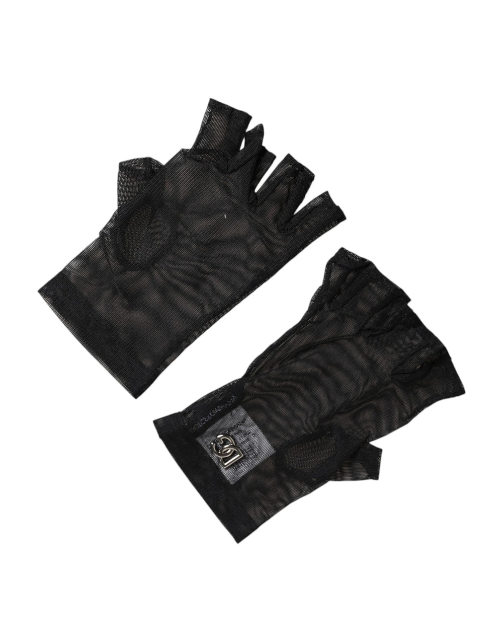 Dolce & Gabbana Black Nylon Wrist Length Fingerless Mitten Gloves - S/M