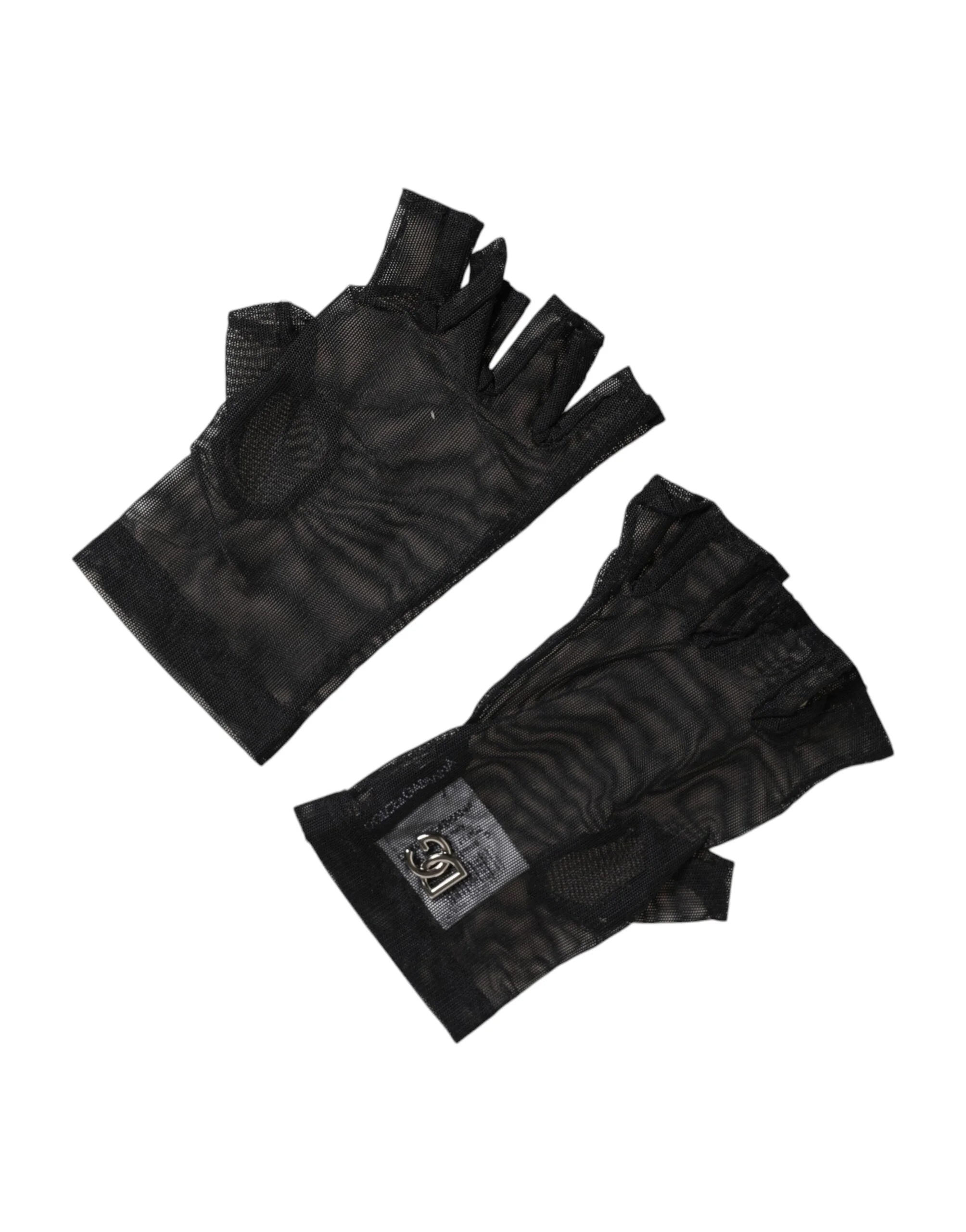 Dolce & Gabbana Black Nylon Wrist Length Fingerless Mitten Gloves - S/M