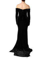 Dolce & Gabbana Black Off Shoulder Bodycon Long Gown Dress - IT40|S