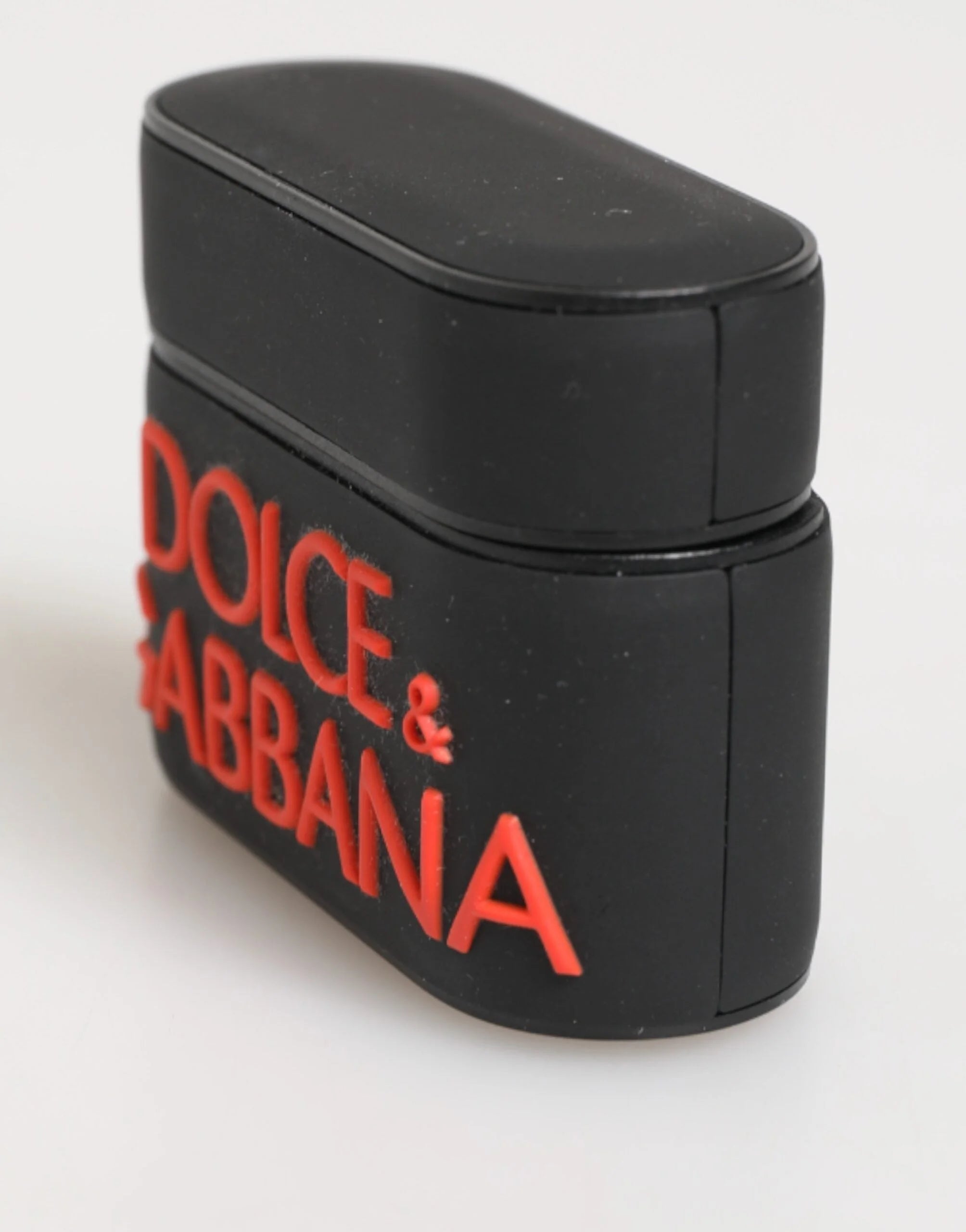 Dolce & Gabbana Black Orange Rubber Logo Embossed Accessory Airpods Case - Headphone Carrying Cases