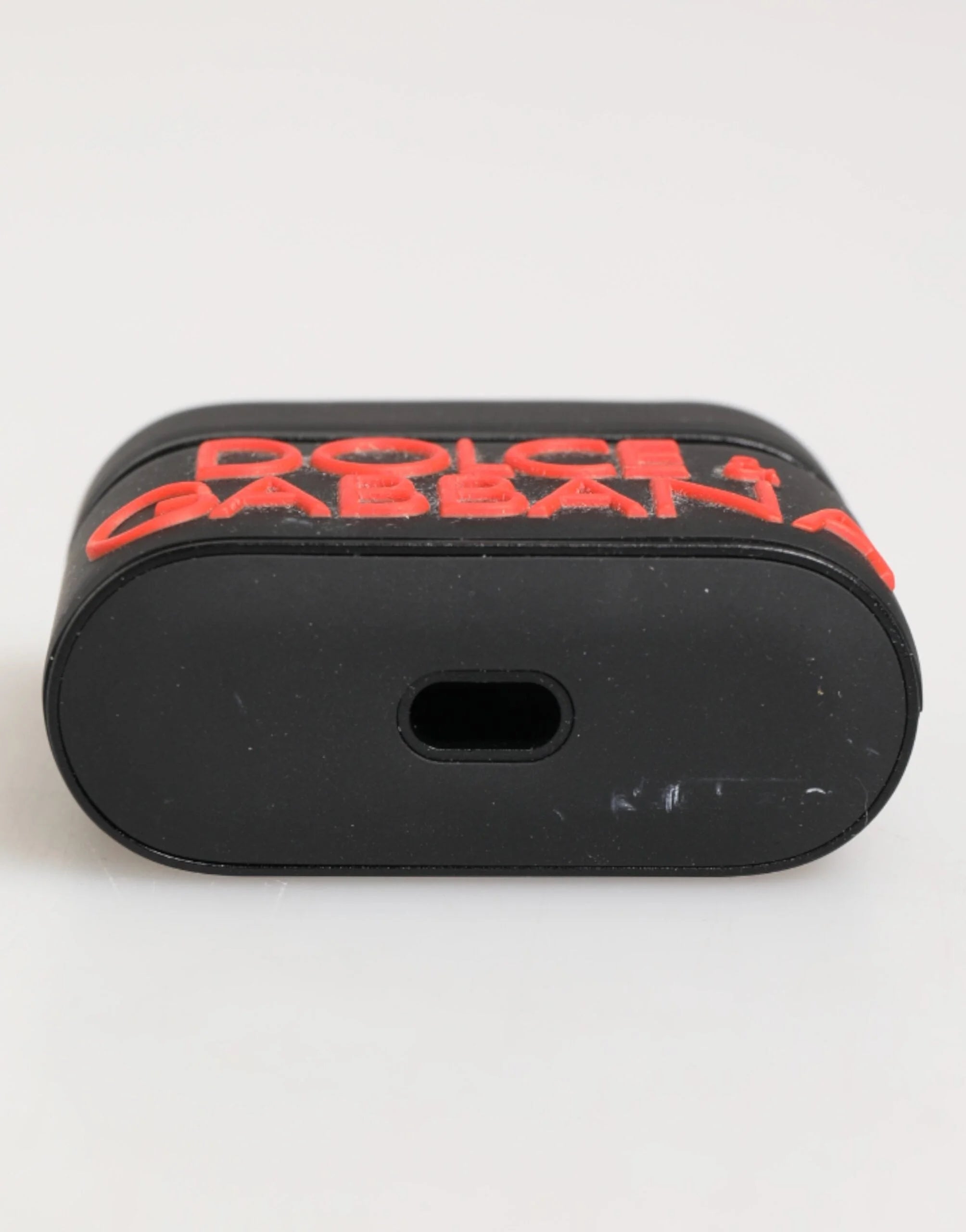 Dolce & Gabbana Black Orange Rubber Logo Embossed Accessory Airpods Case - Headphone Carrying Cases