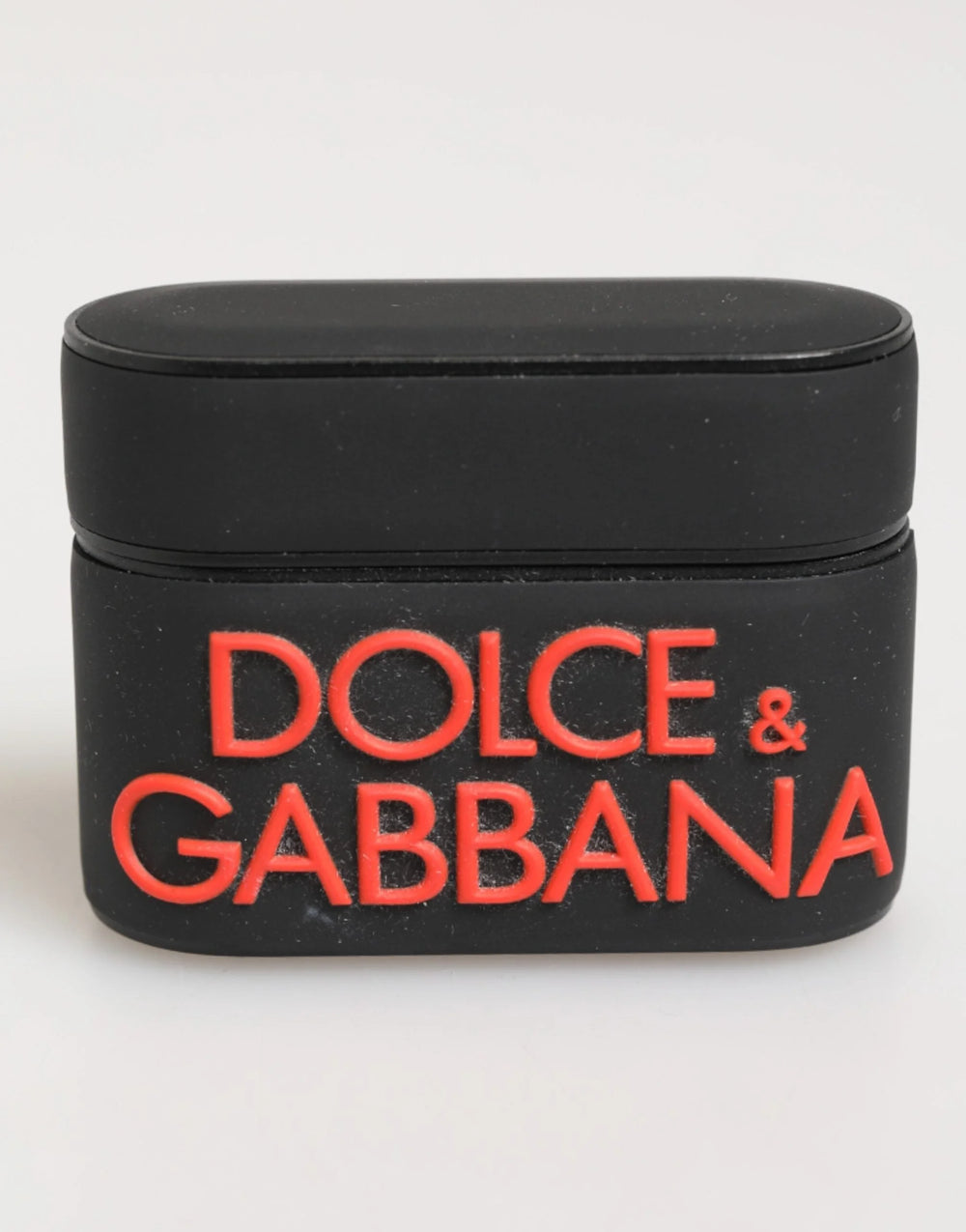 Dolce & Gabbana Black Orange Rubber Logo Embossed Accessory Airpods Case - Headphone Carrying Cases