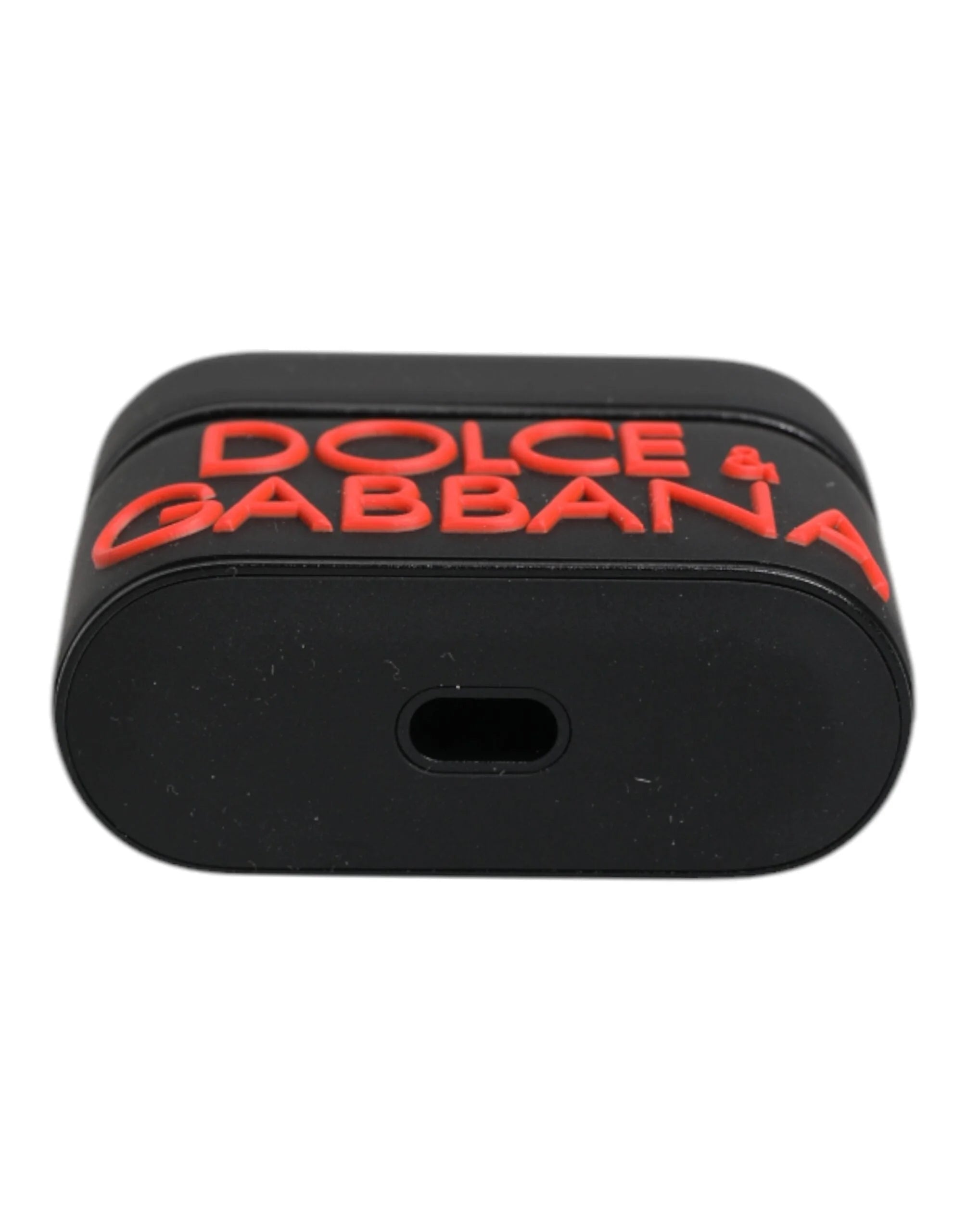 Dolce & Gabbana Black Orange Silicone Embossed Logo Airpods Case - Headphone Carrying Cases