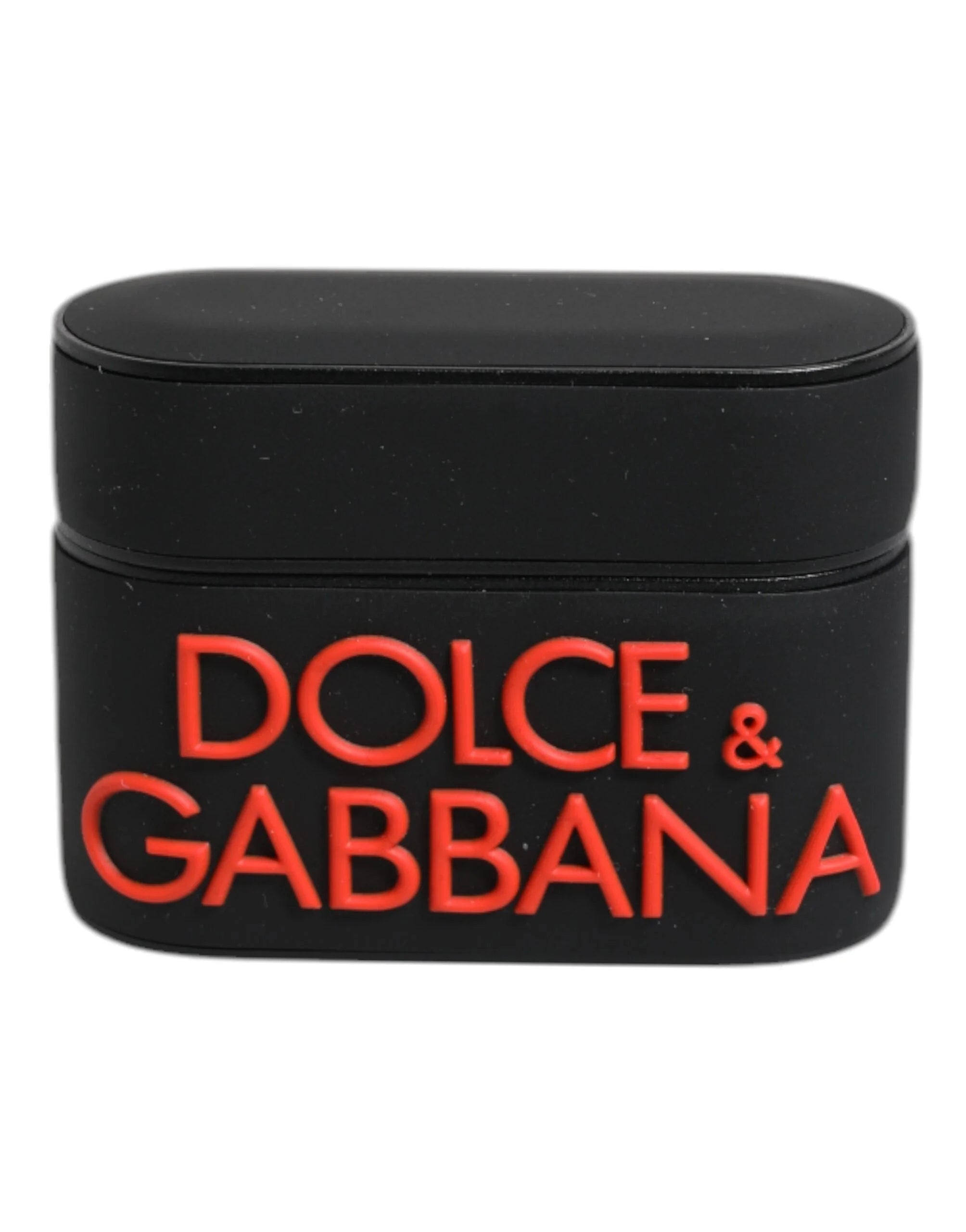 Dolce & Gabbana Black Orange Silicone Embossed Logo Airpods Case - Headphone Carrying Cases