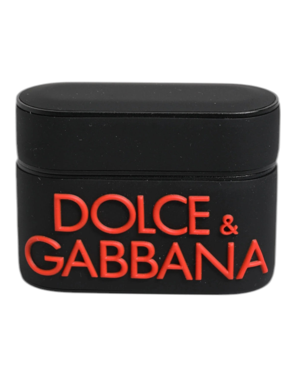 Dolce & Gabbana Black Orange Silicone Embossed Logo Airpods Case - Headphone Carrying Cases