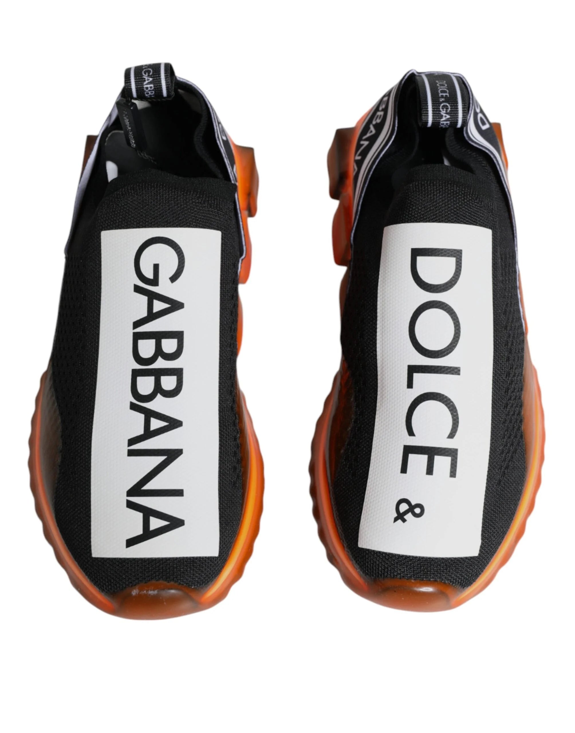 Dolce & Gabbana Black Orange Sorrento Slip On Sneakers Shoes - Sneakers