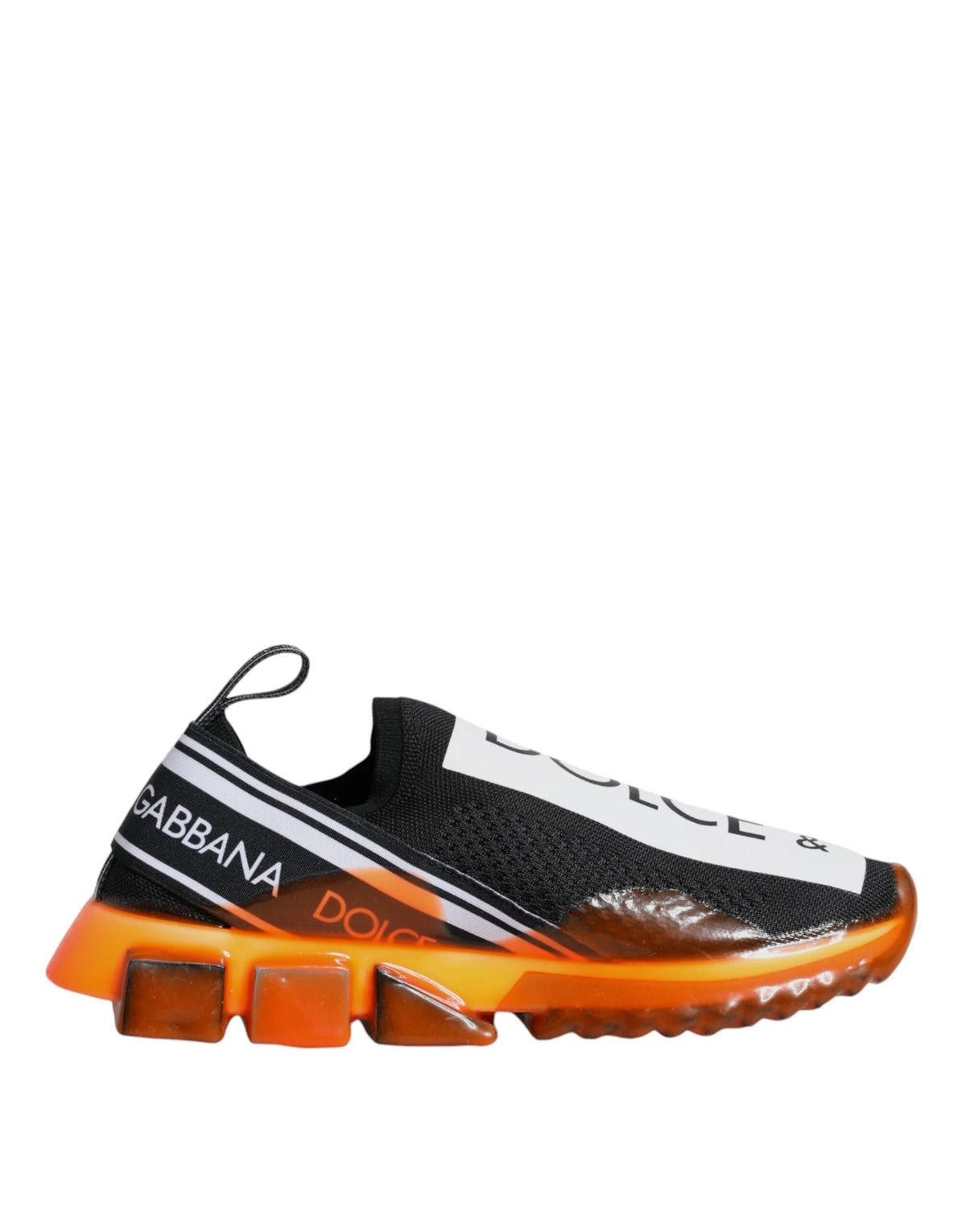 Dolce & Gabbana Black Orange Sorrento Slip On Sneakers Shoes - Sneakers