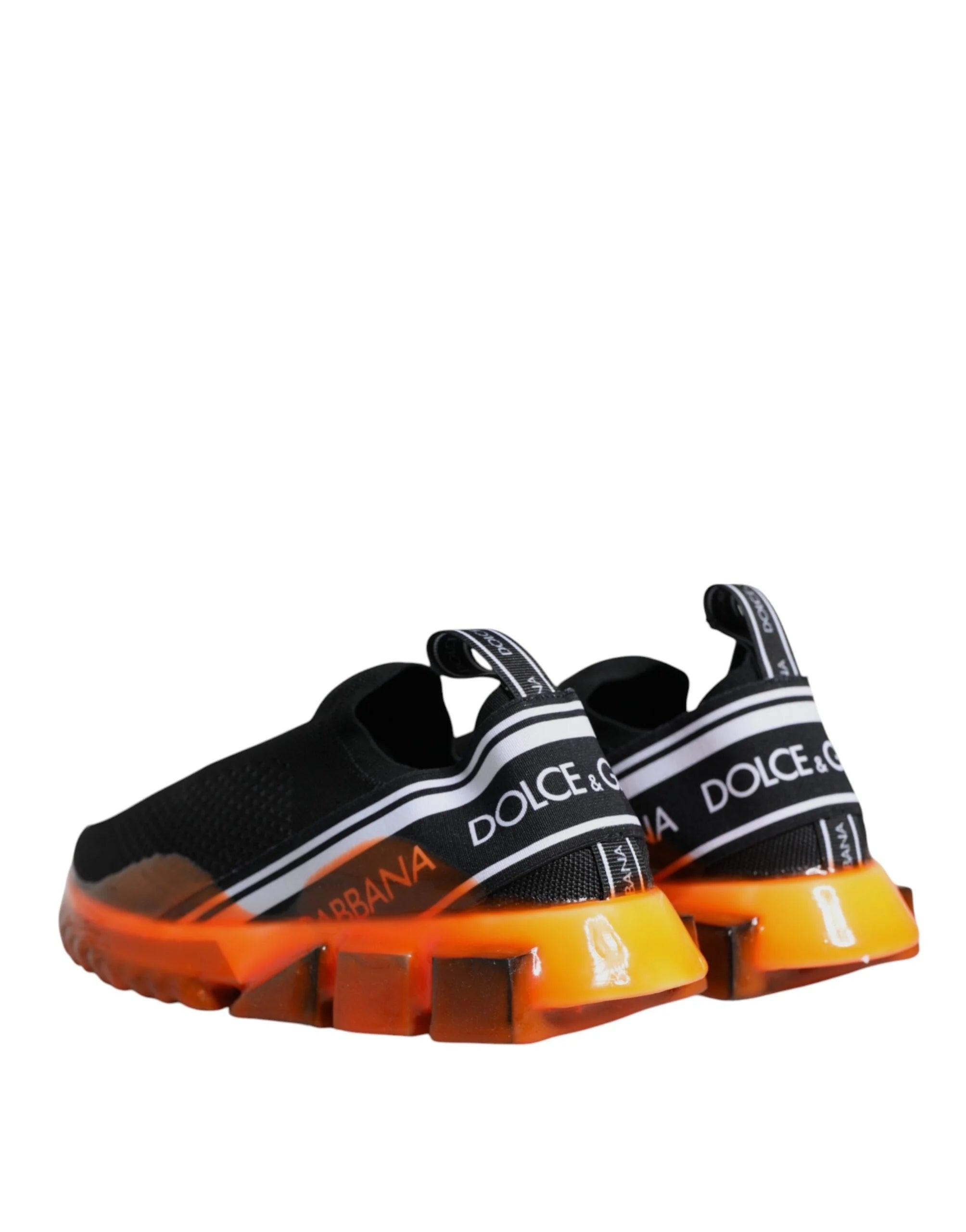 Dolce & Gabbana Black Orange Sorrento Slip On Sneakers Shoes - Sneakers