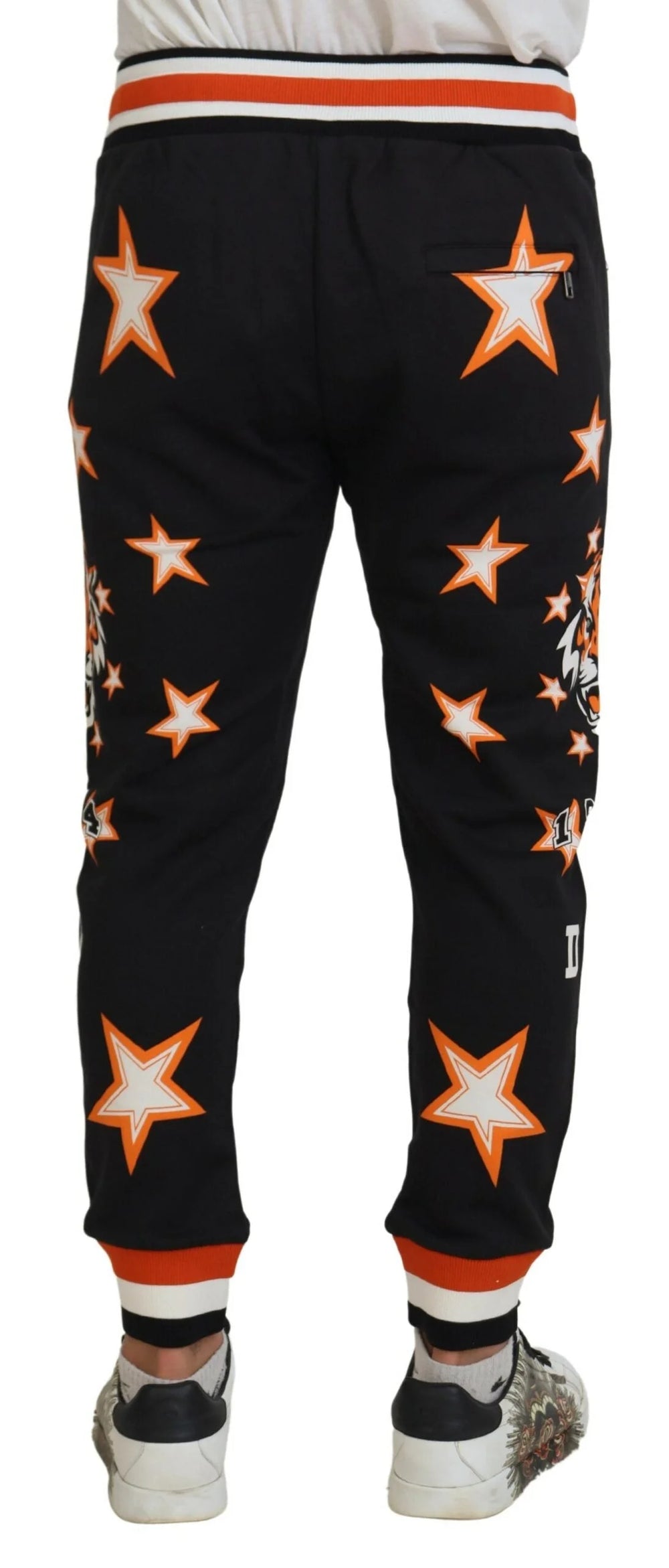 Dolce & Gabbana Black Orange Star Trousers Sport Pants - IT46 | S - Sweatpants