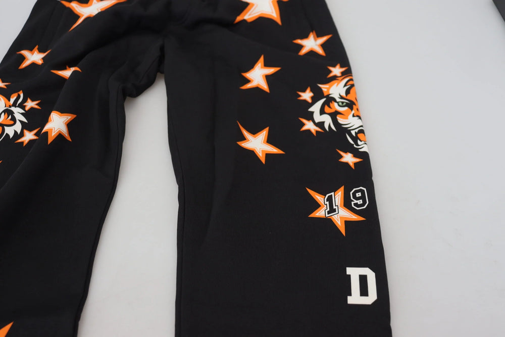 Dolce & Gabbana Black Orange Star Trousers Sport Pants - IT46 | S - Sweatpants