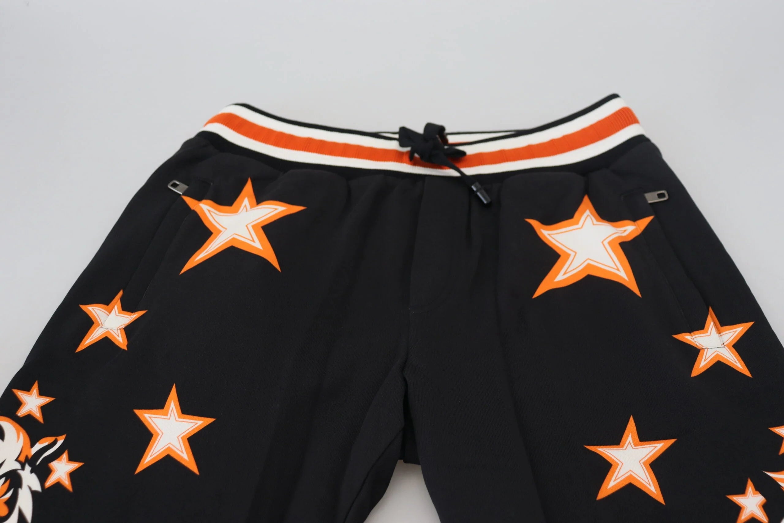 Dolce & Gabbana Black Orange Star Trousers Sport Pants - IT46 | S - Sweatpants