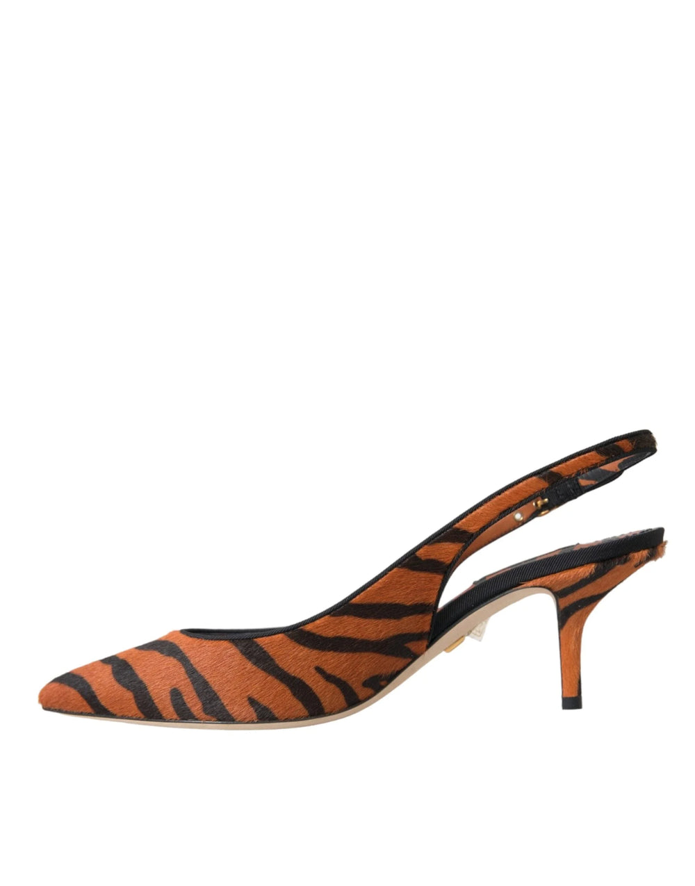 Dolce & Gabbana Black Orange Zebra Leather Slingbacks Shoes - Sandals
