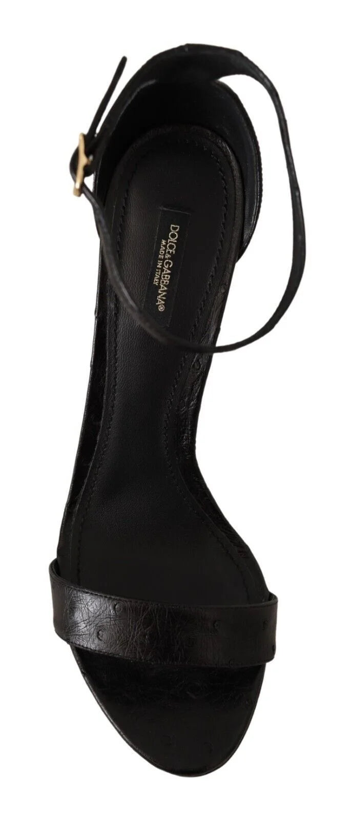 Dolce & Gabbana Black Ostrich Ankle Strap Heels Sandals Shoes - EU41/US10.5