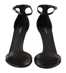 Dolce & Gabbana Black Ostrich Ankle Strap Heels Sandals Shoes - EU41/US10.5