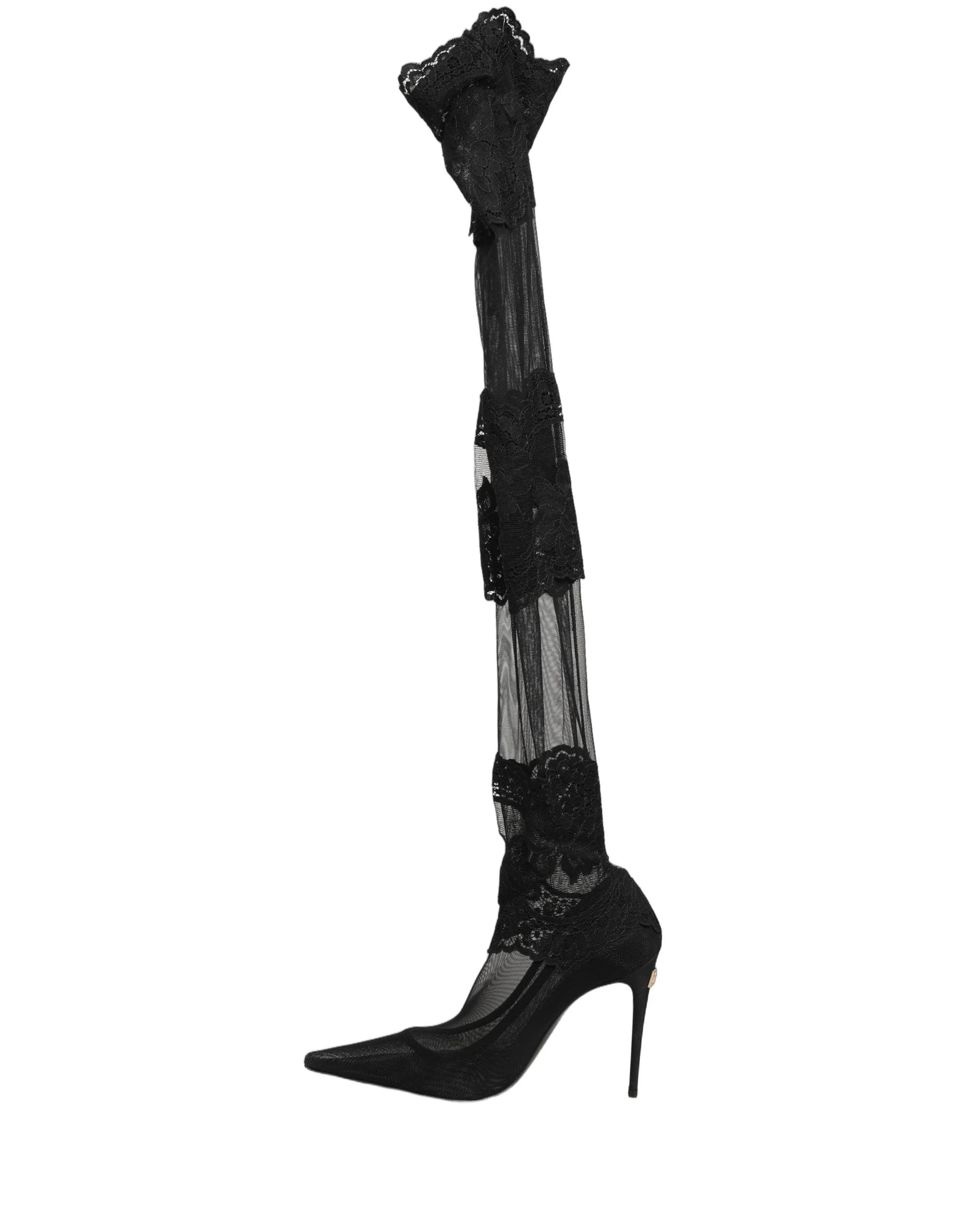 Dolce & Gabbana Black Over The Knee Sock Pumps Boots Shoes - EU37.5/US7