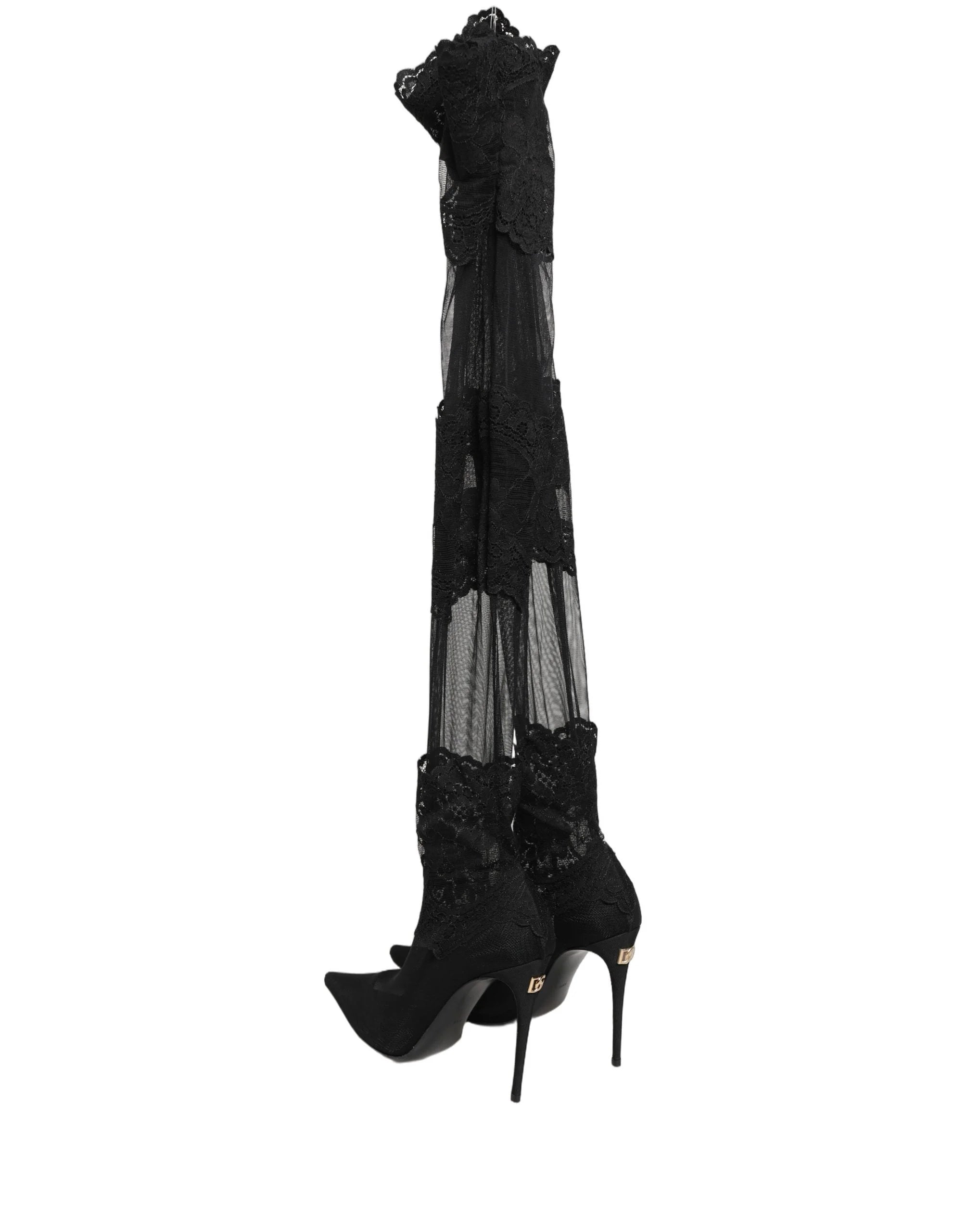 Dolce & Gabbana Black Over The Knee Sock Pumps Boots Shoes - EU37.5/US7