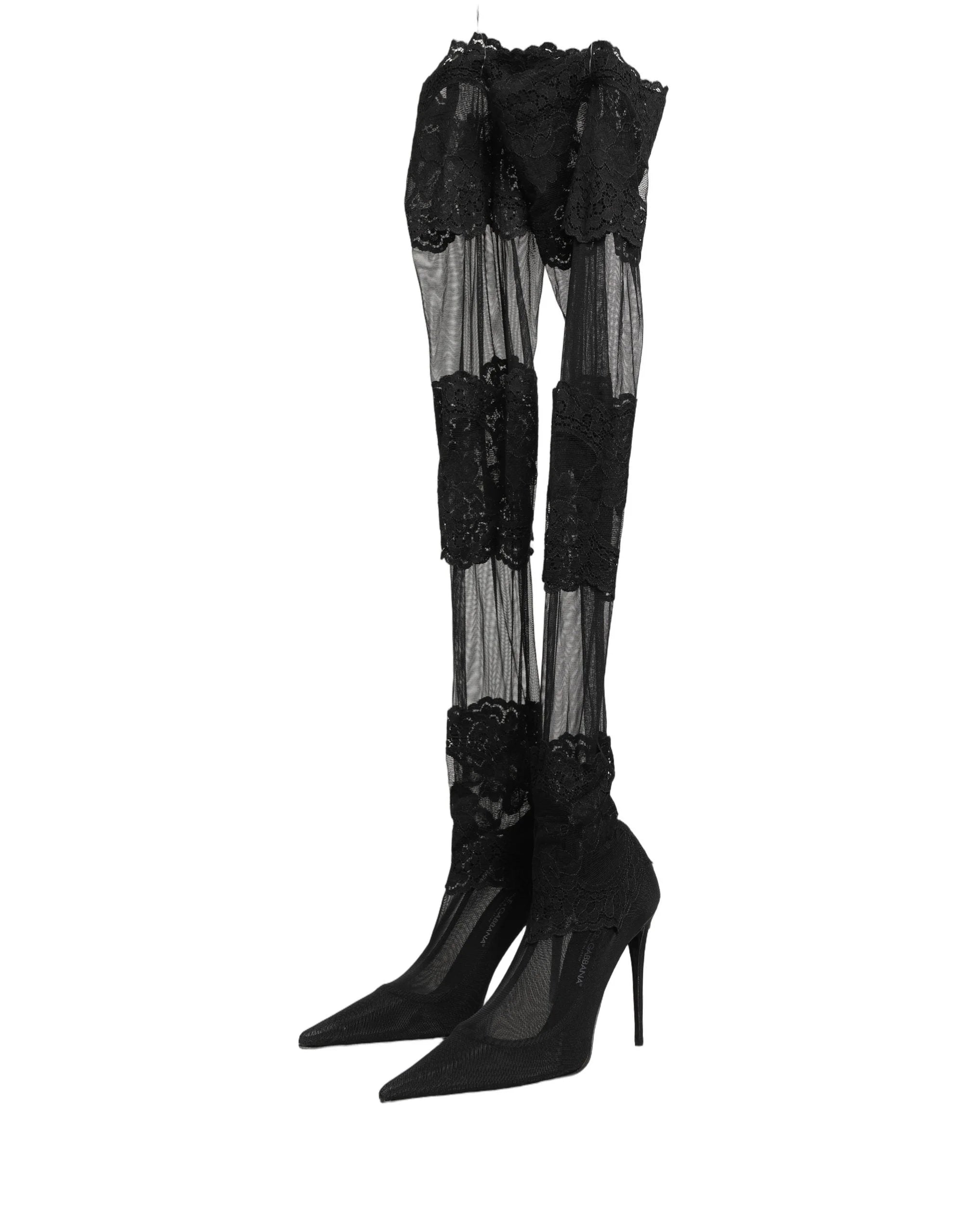 Dolce & Gabbana Black Over The Knee Sock Pumps Boots Shoes - EU37.5/US7