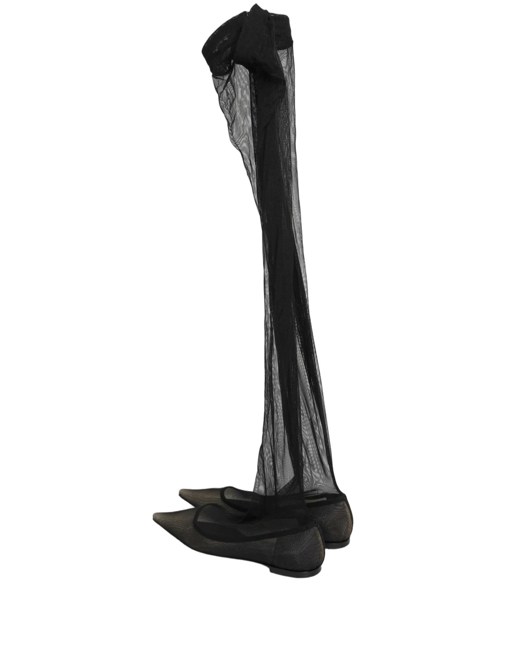 Dolce & Gabbana Black Over The Knee Tulle Flats Boots Shoes - EU38/US7.5