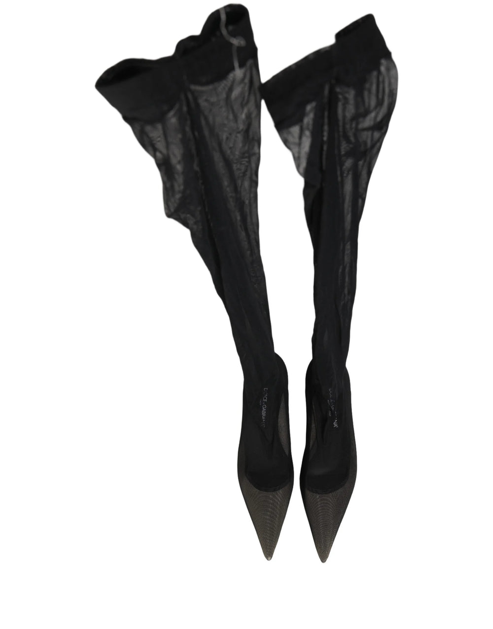 Dolce & Gabbana Black Over The Knee Tulle Flats Boots Shoes - EU38/US7.5