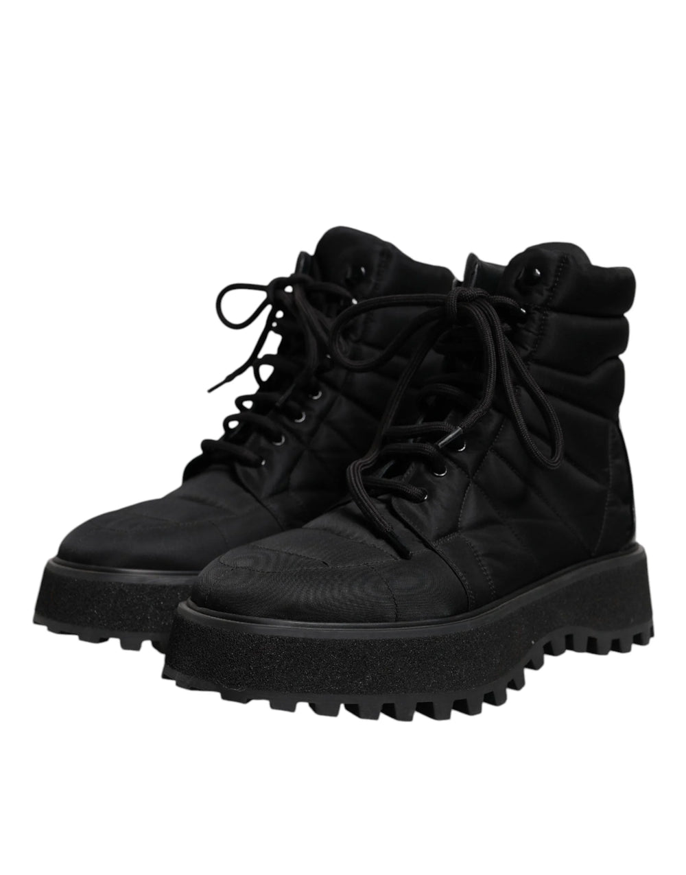 Dolce & Gabbana Black Padded Mid Calf Lace Up Boots Shoes - EU39/US6