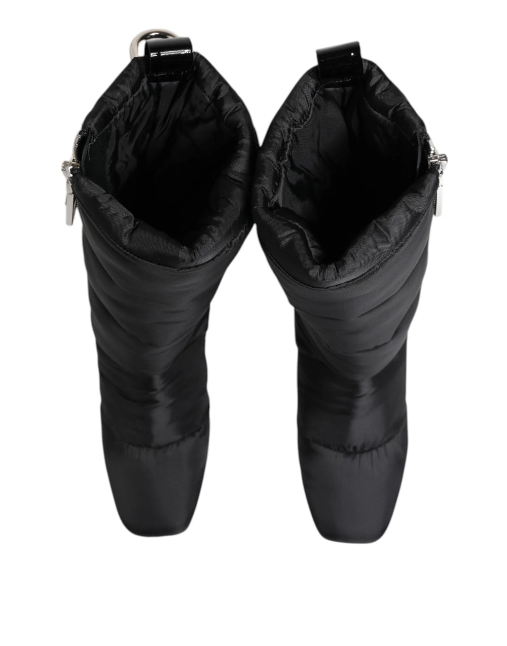 Dolce & Gabbana Black Padded Mid Calf Logo Heel Boots Shoes - Boots