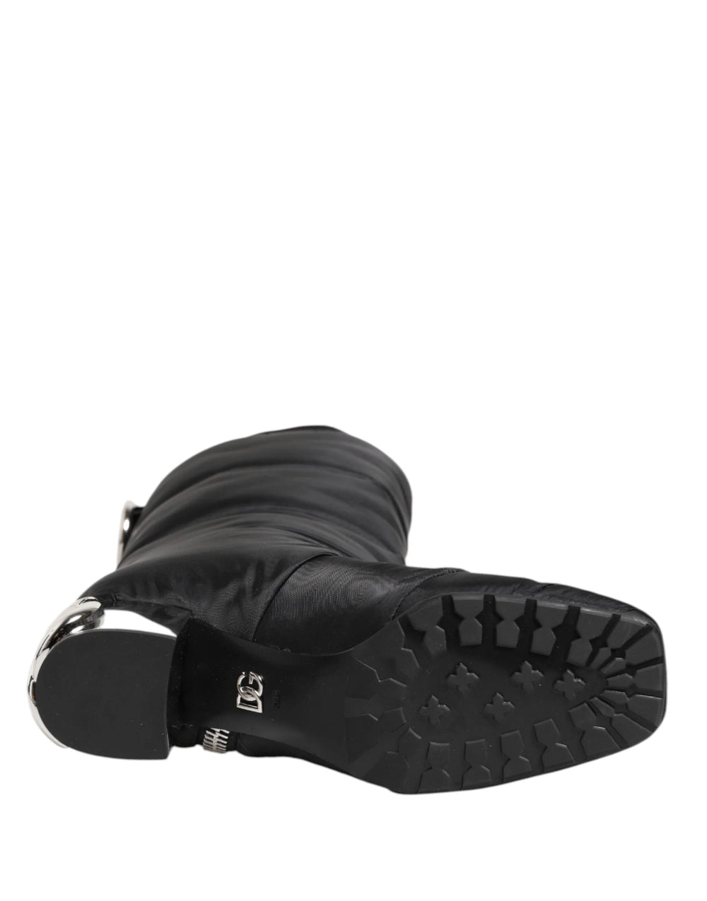 Dolce & Gabbana Black Padded Mid Calf Logo Heel Boots Shoes - Boots