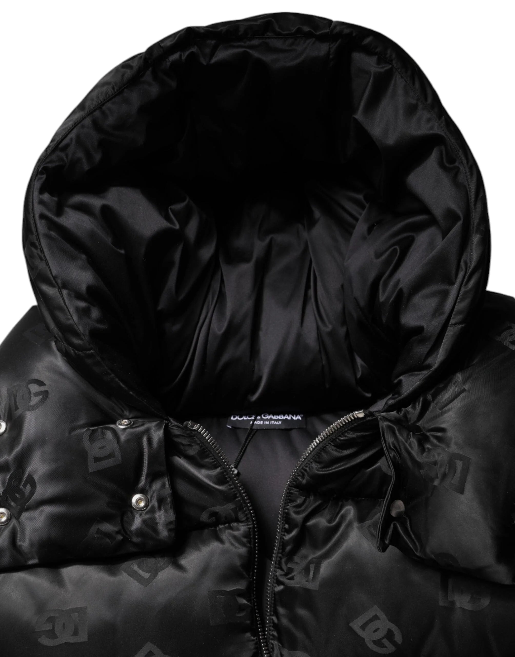 Dolce & Gabbana Black Padded Puffer Hooded Full Zip Cropped Jacket - IT40|S - Puffer Jackets
