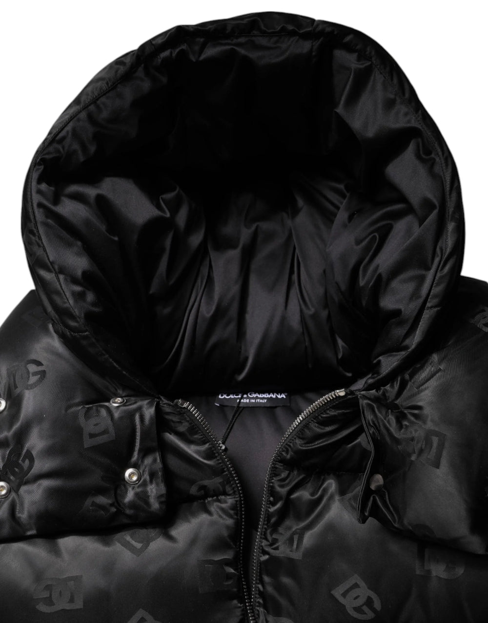 Dolce & Gabbana Black Padded Puffer Hooded Full Zip Cropped Jacket - IT40|S - Puffer Jackets