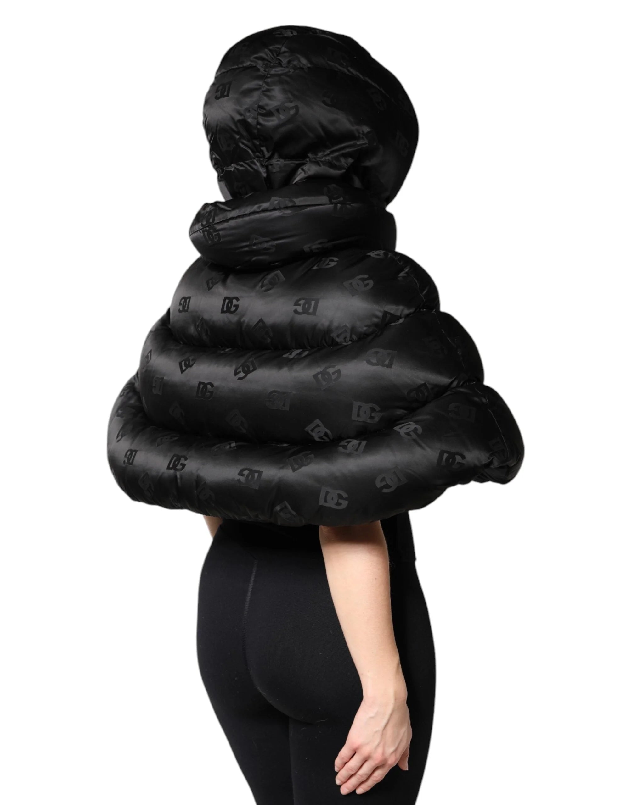 Dolce & Gabbana Black Padded Puffer Hooded Full Zip Cropped Jacket - IT40|S - Puffer Jackets