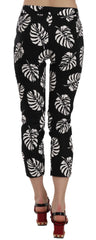 Dolce & Gabbana Black Palm Leaf Print Skinny Pants - IT38|XS - Trousers