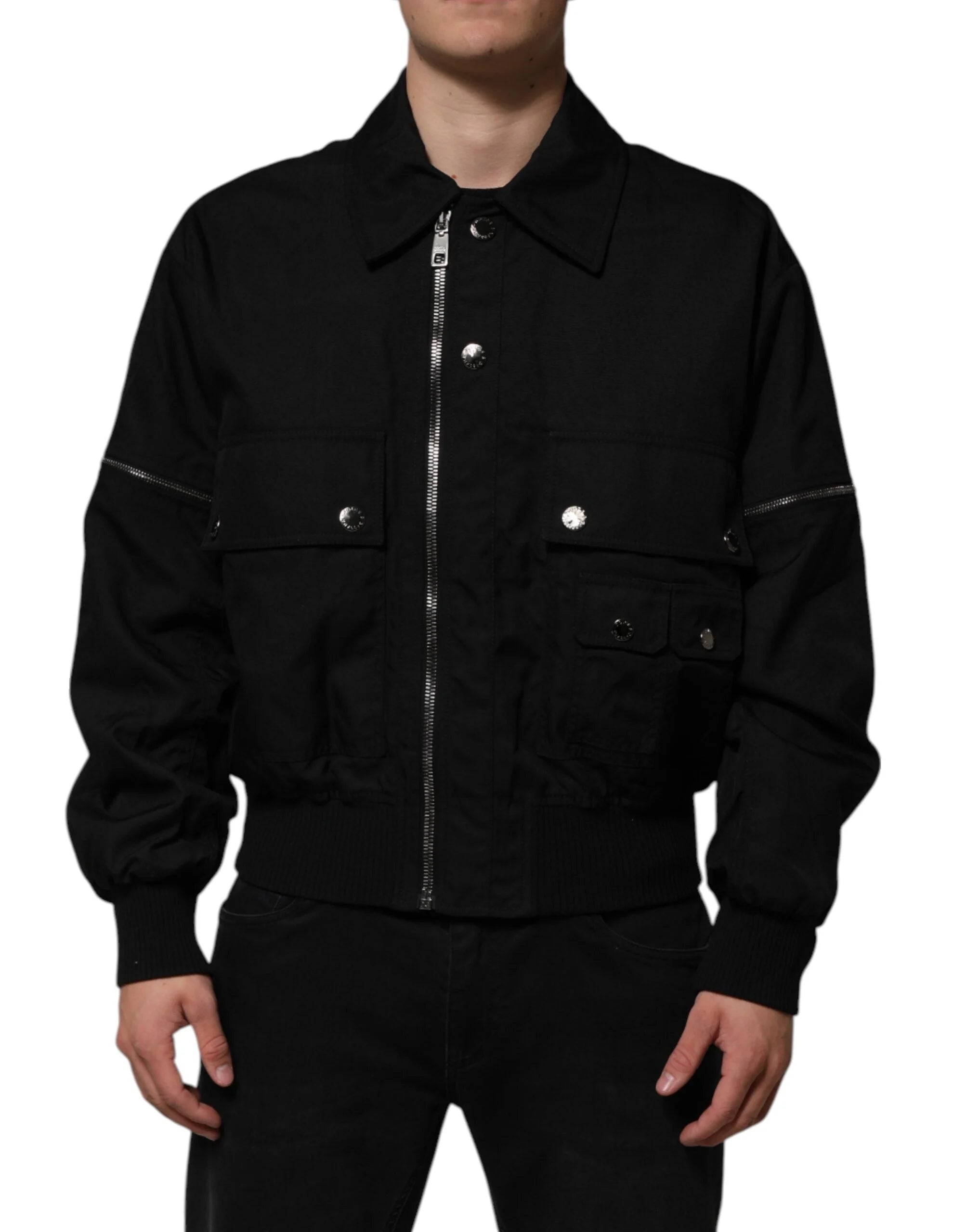 Dolce & Gabbana Black Patch Pocket Full Zip Bomber Jacket - IT50 | L - Bomber Jackets