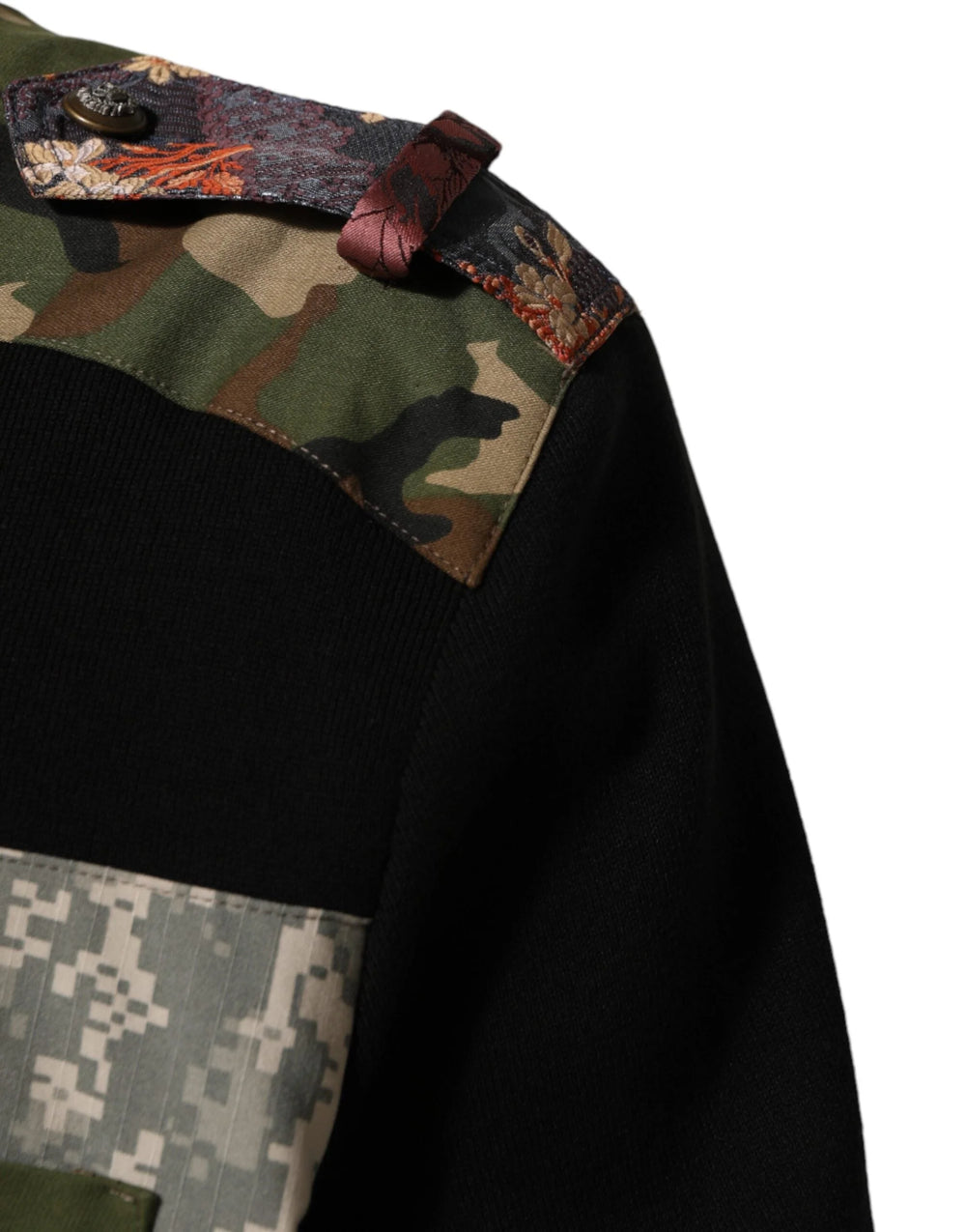 Dolce & Gabbana Black Patchwork Crew Neck Pullover Sweater - IT48 | M - Sweaters