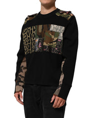 Dolce & Gabbana Black Patchwork Crew Neck Pullover Sweater - IT48 | M - Sweaters
