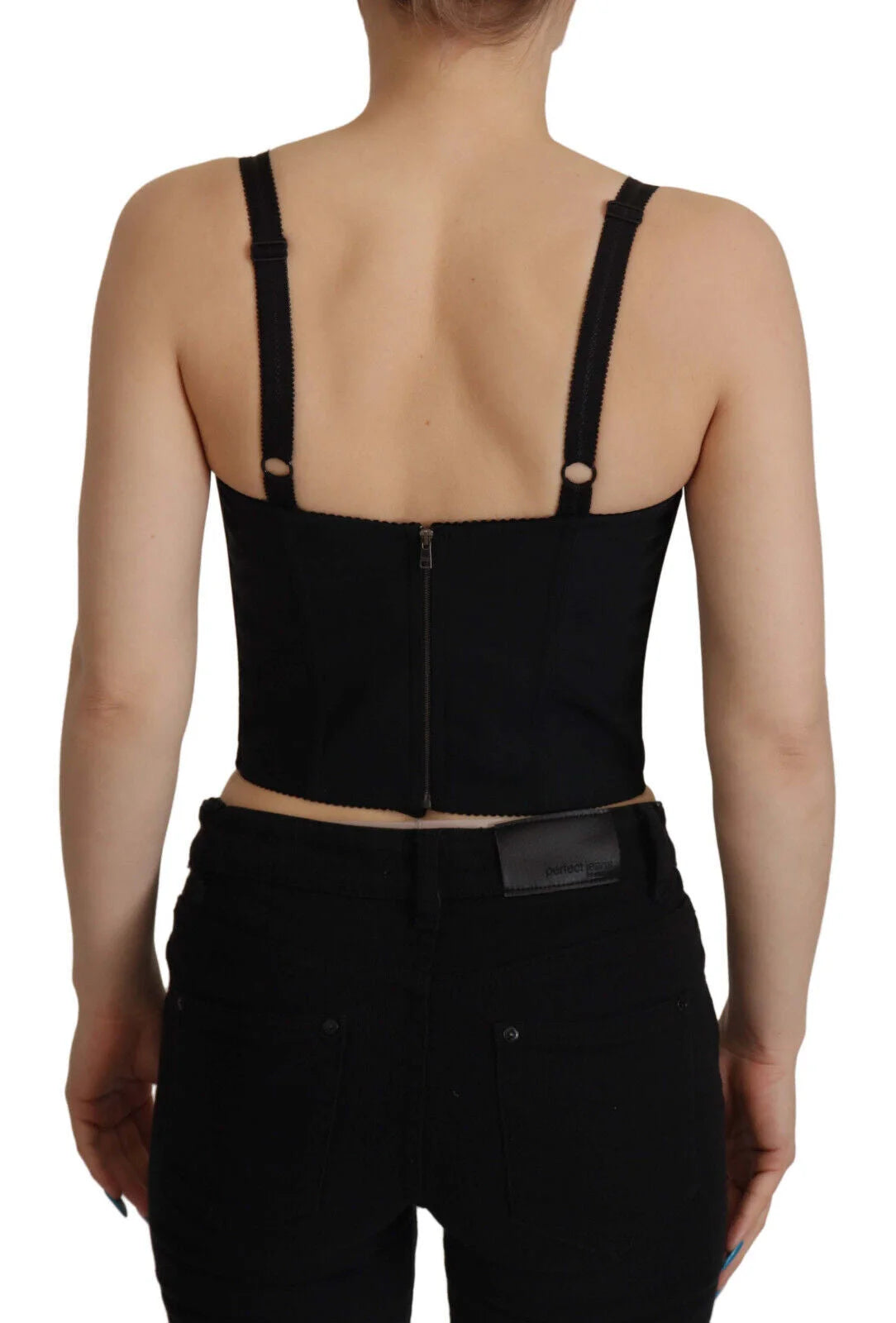 Dolce & Gabbana Black Patchwork Sicily Blouse Corset Cropped Top - IT36 | XS - Blouses