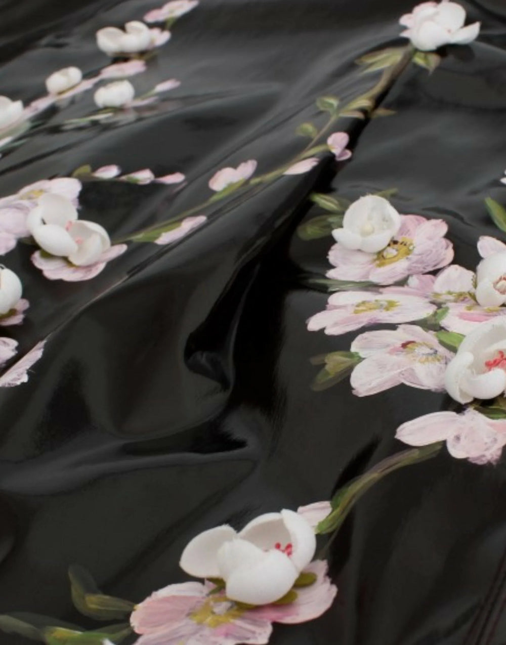 Dolce & Gabbana Black patent floral HANDPAINTED dress - IT42|M - Dresses