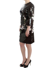 Dolce & Gabbana Black patent floral HANDPAINTED dress - IT42|M - Dresses