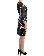 Dolce & Gabbana Black patent floral HANDPAINTED dress - IT42|M - Dresses
